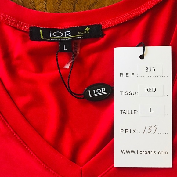 NWT Lior Red Long-sleeve Top with Shoulder Cut Out - Picture 4 of 9